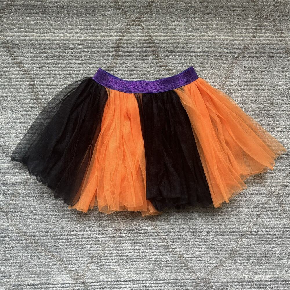 PLAY Halloween Tulle Skirt 2-3 Years Orange Black Fall Autumn